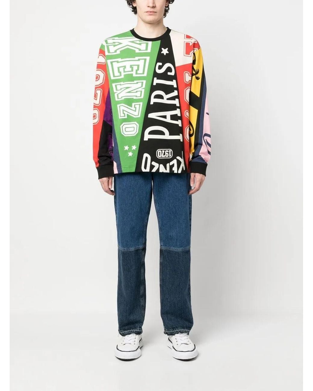 KENZO Green Patchwork Cotton Sweatshirt for men
