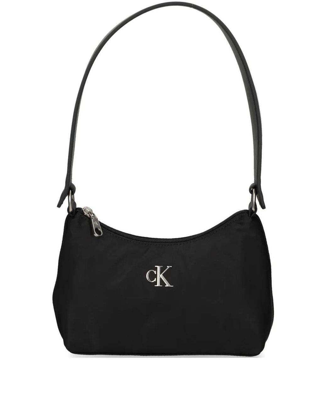 Calvin Klein Black Logo-Plaque Shoulder Bag