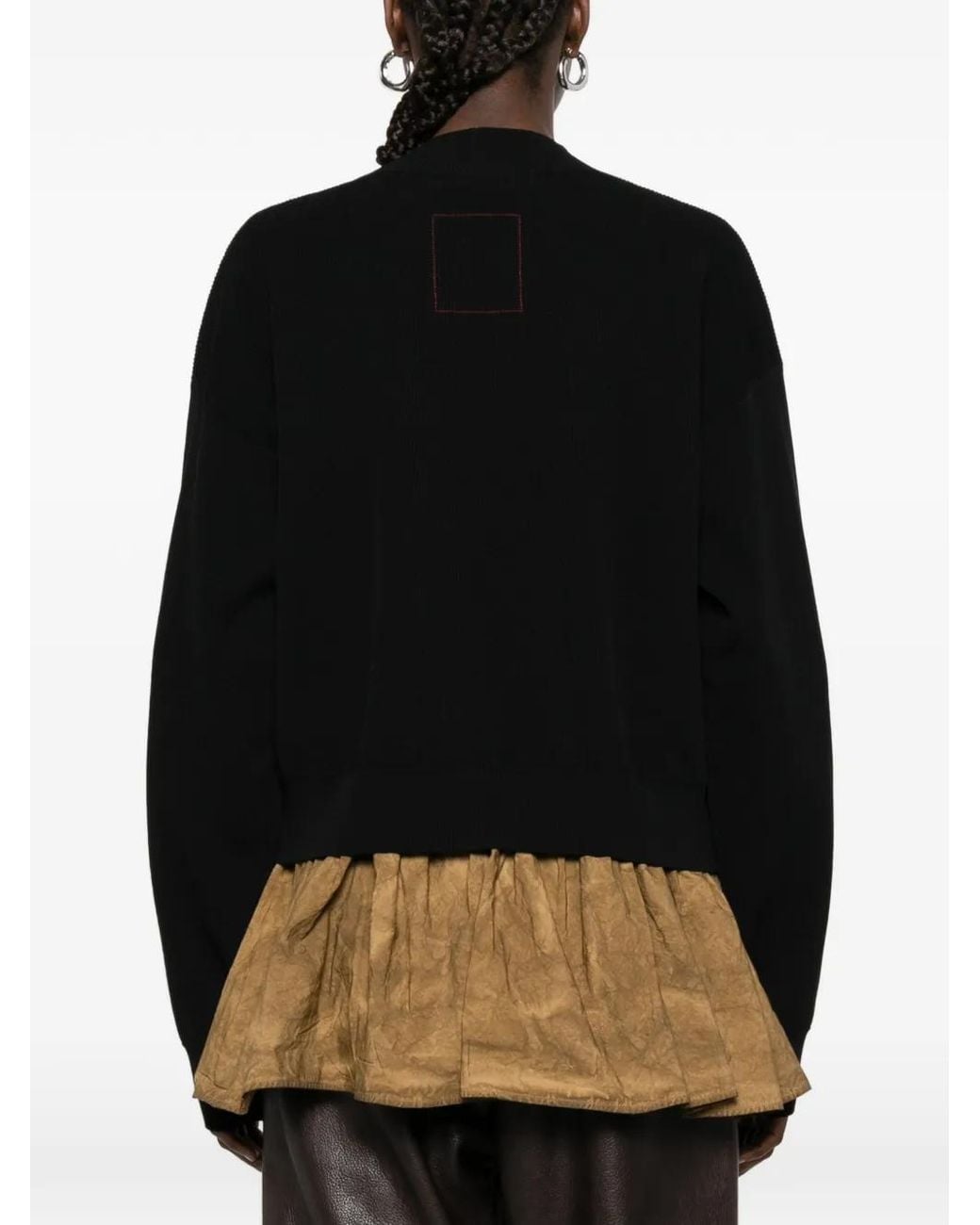 Uma Wang Black Ruffle-Detail Cardigan