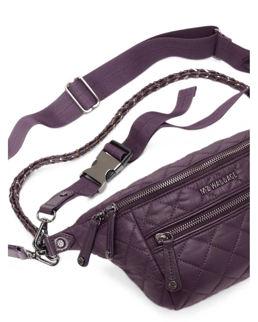 MZ Wallace Purple Small Crosby Quilted Belt Bag