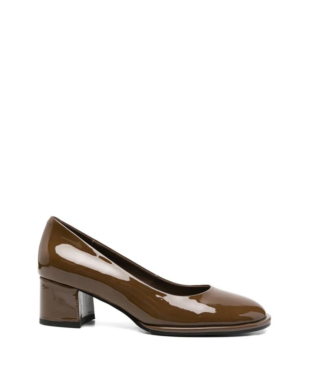 Linda Baumann Brown Round-Toe Block-Heel Pumps