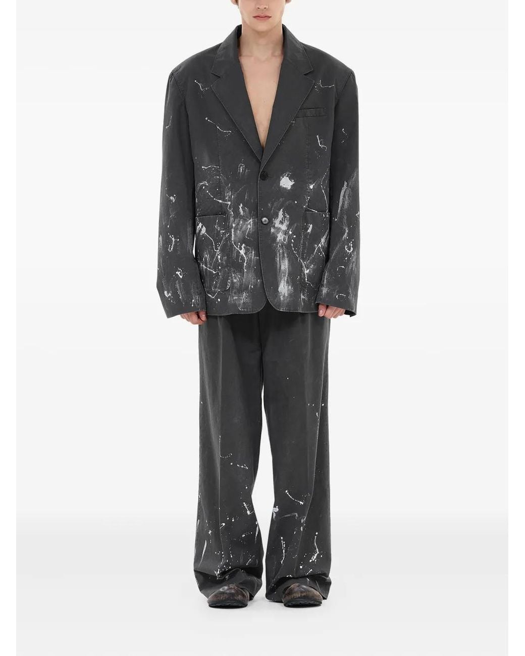 we11done Gray Paint-Splatter Blazer for men