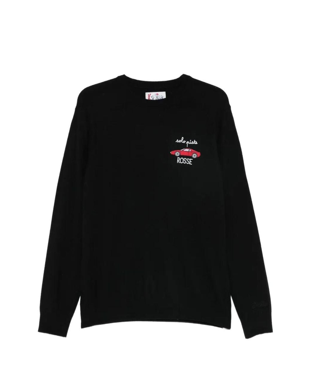 Mc2 Saint Barth Black Logo-Embroidered Crew-Neck Sweater for men