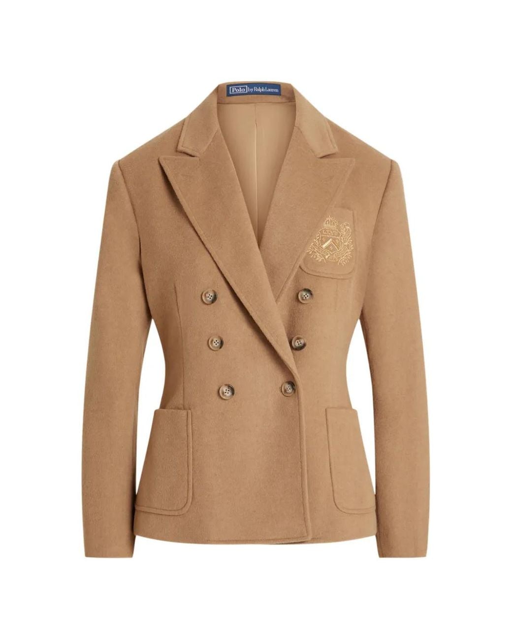 Polo Ralph Lauren Natural Double-Breasted Crest-Patch Blazer