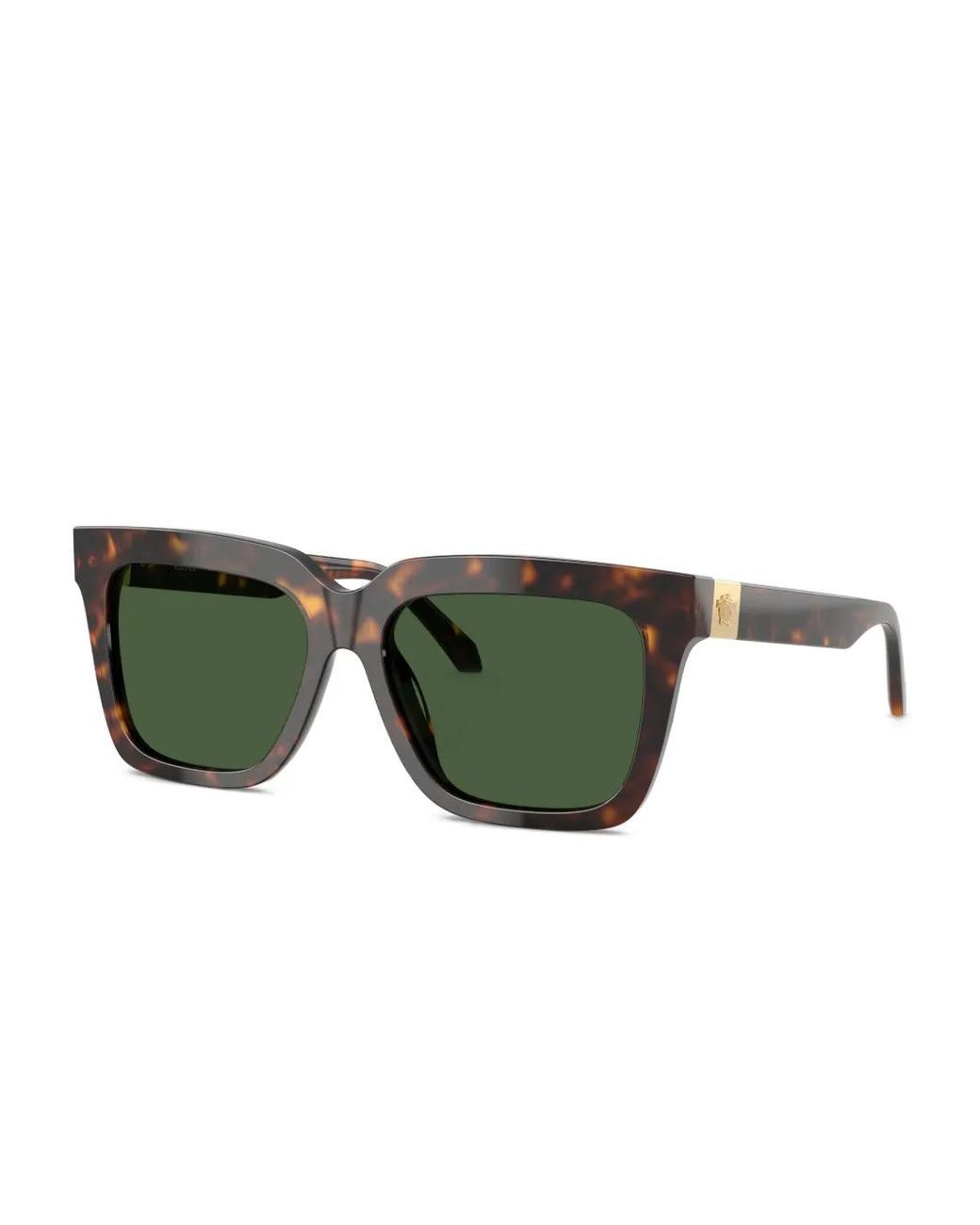 Versace Green Tortoiseshell-Effect Squared-Frame Sunglasses