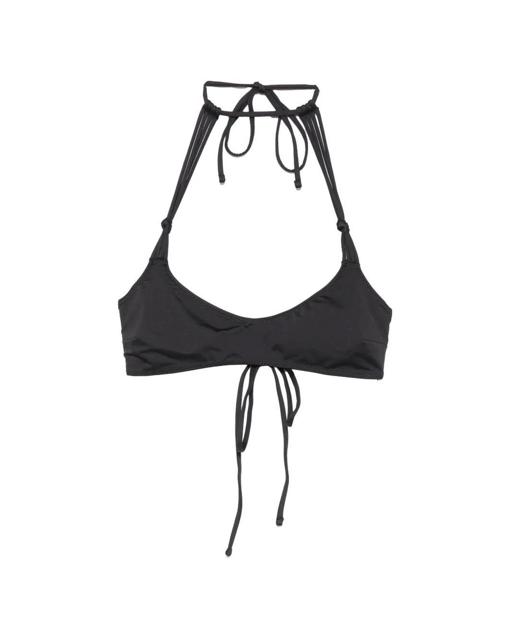 Frankie's Bikinis Black X Jennie Hana Halterneck Tie-Fastening Bikini Top
