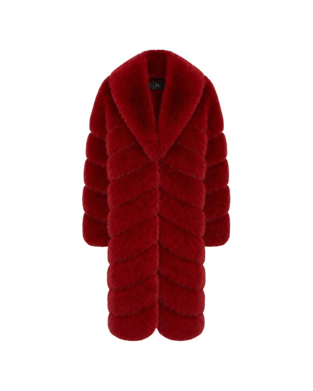 OW Collection Red Copenhagen Oversized-Fit Faux-Fur Coat