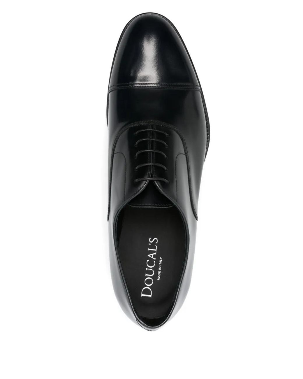 Doucal's Black Leather Oxford Shoes for men
