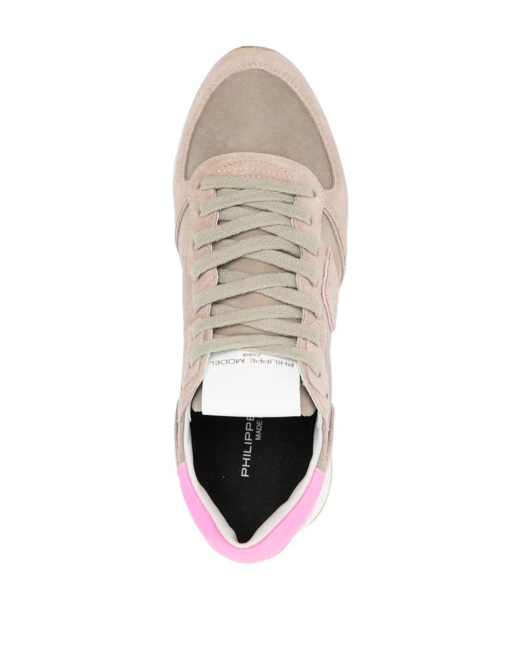 Philippe Model Pink Panelled Suede Leather Lace-Up Sneakers