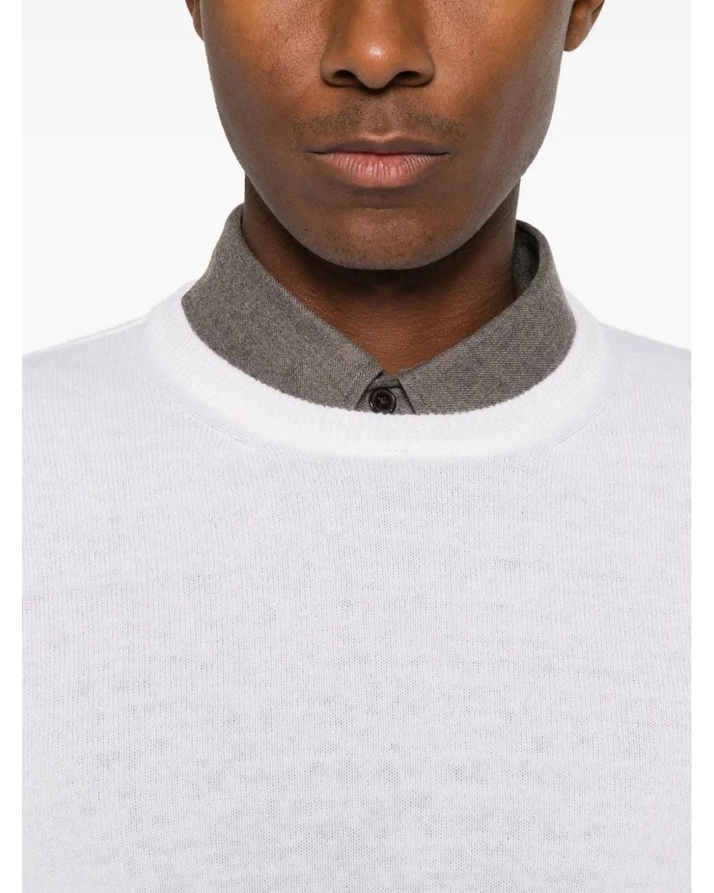 Heritage White Crew-Neck Knitted Sweater for men