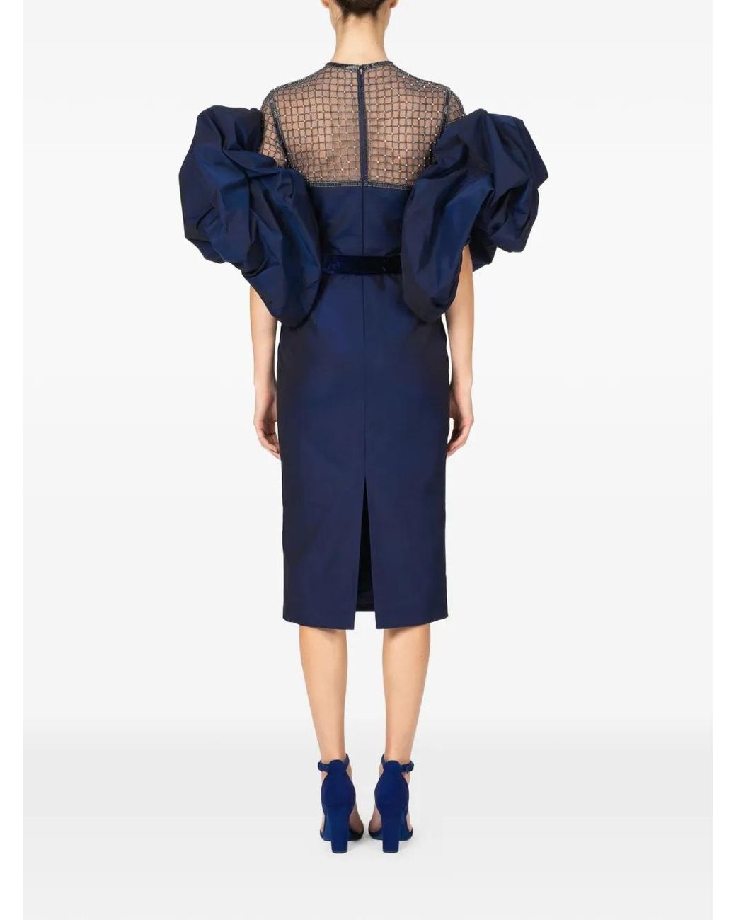 Gatti Nolli by Marwan Blue Bead-Embellished Midi Dress