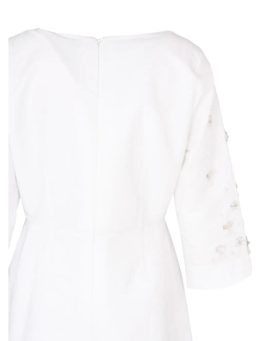 Loodyana White Embroidered Long-Sleeve Maxi Dress