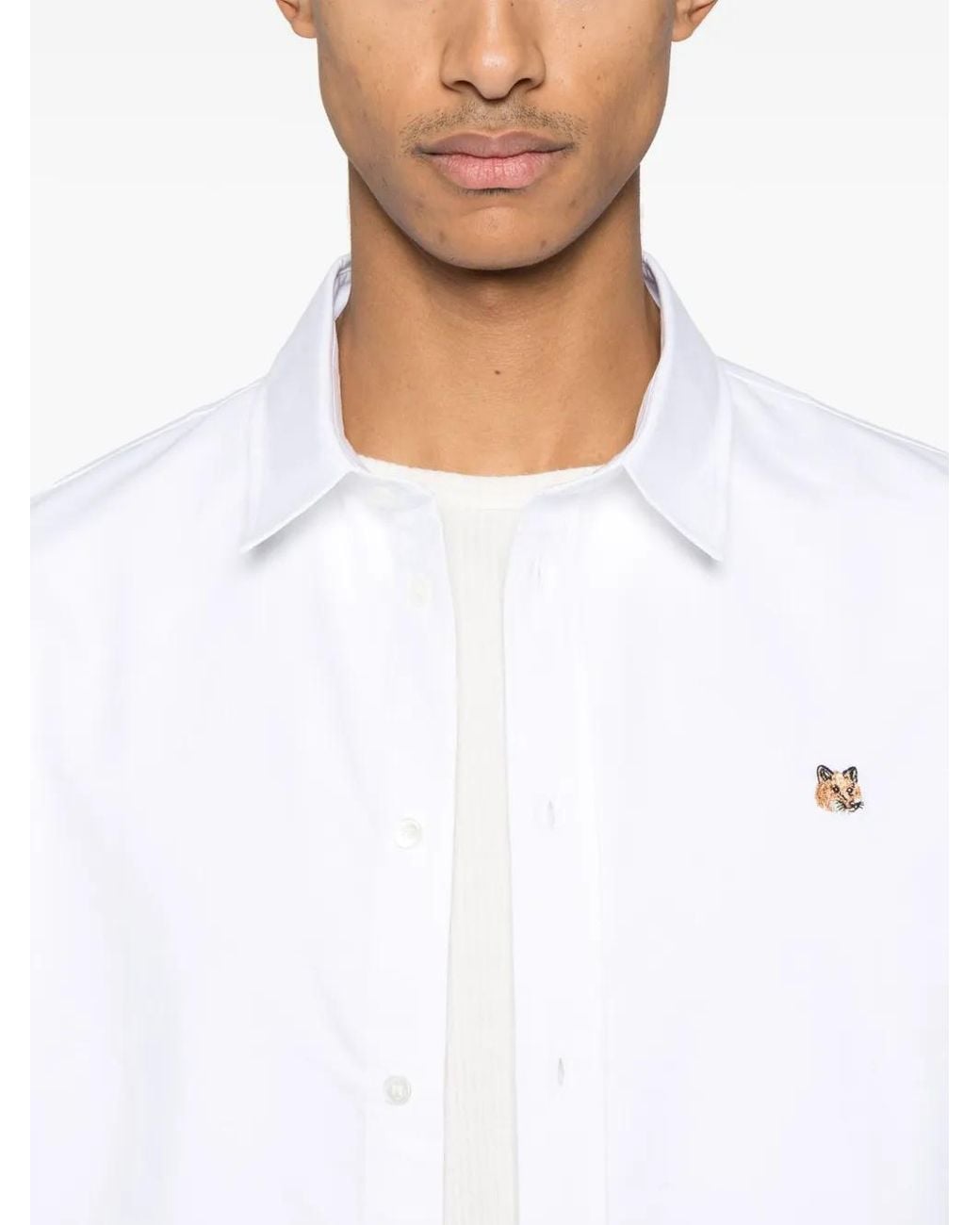 Maison Kitsuné White Fox Head Cotton Shirt for men