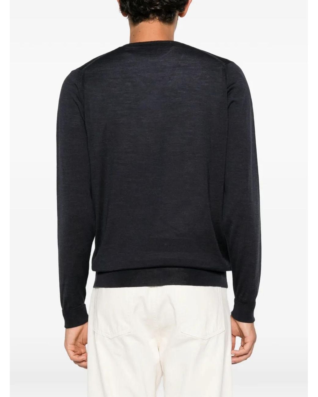 John Smedley Blue Bobby V-Neck Sweater for men