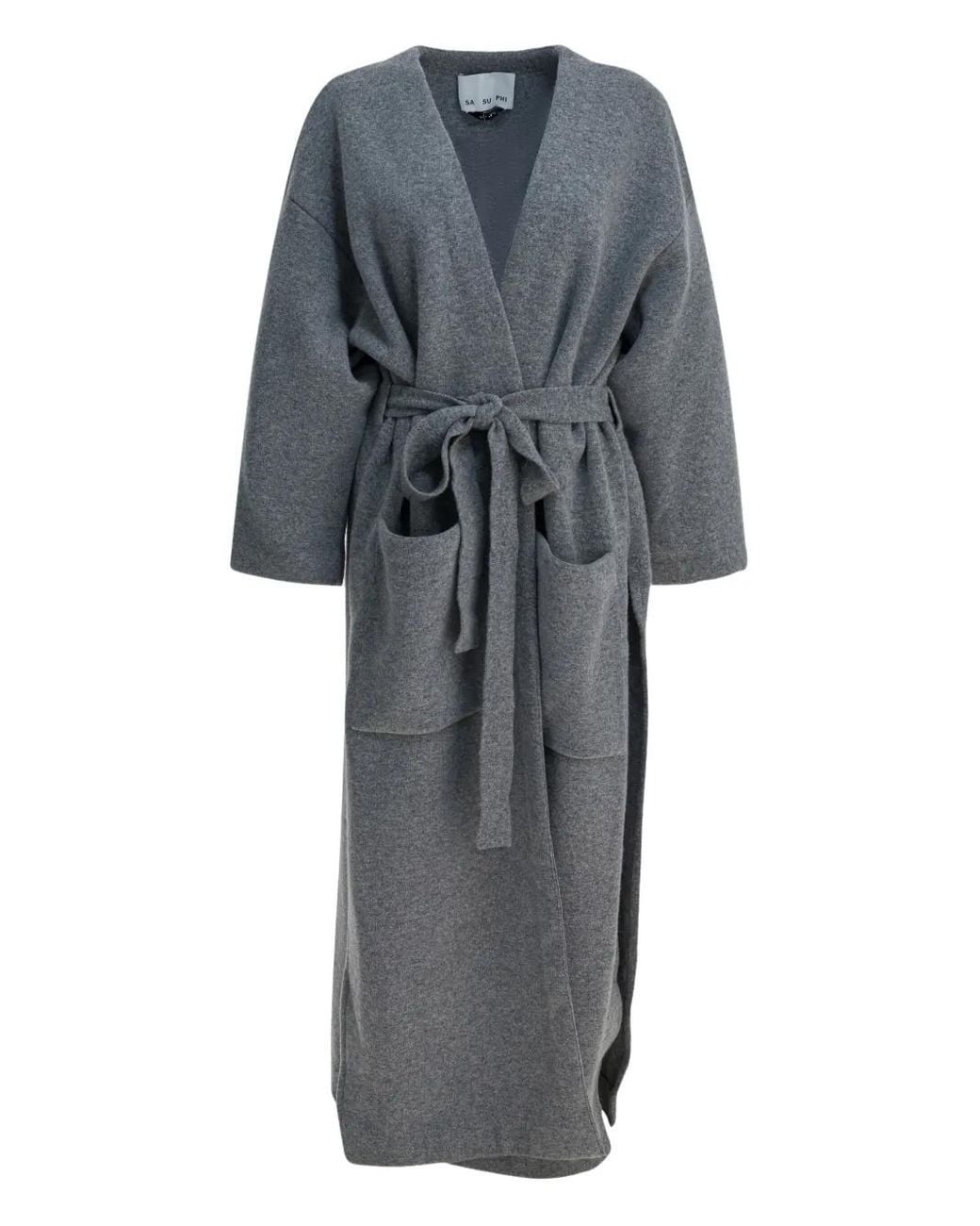 Sa Su Phi Gray Pockets Belted Coat