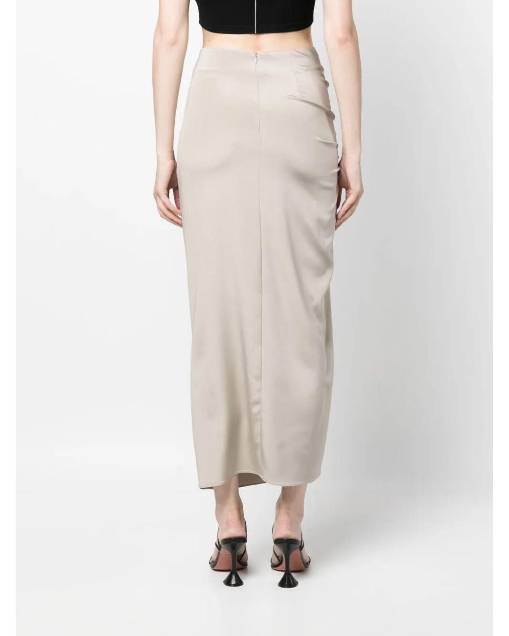 The Mannei White Asymmetric-Design Maxi Skirt