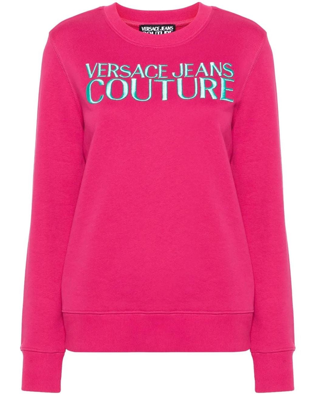 Versace Jeans Couture Pink Logo-Embroidered Cotton Sweatshirt