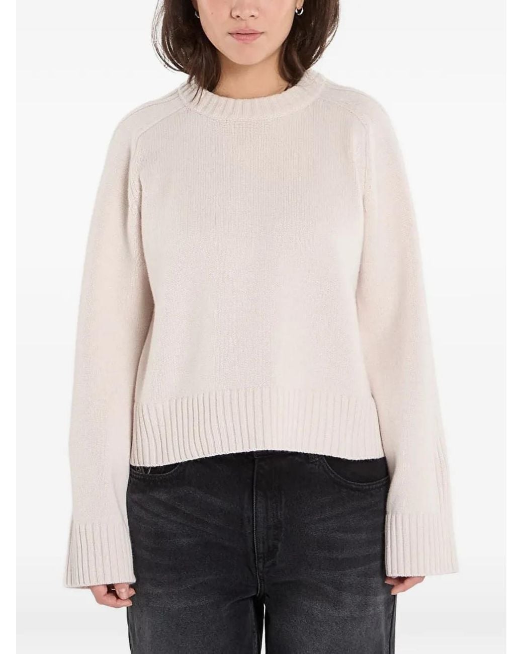 Samsøe & Samsøe White Ribbed Raglan-Sleeve Sweater