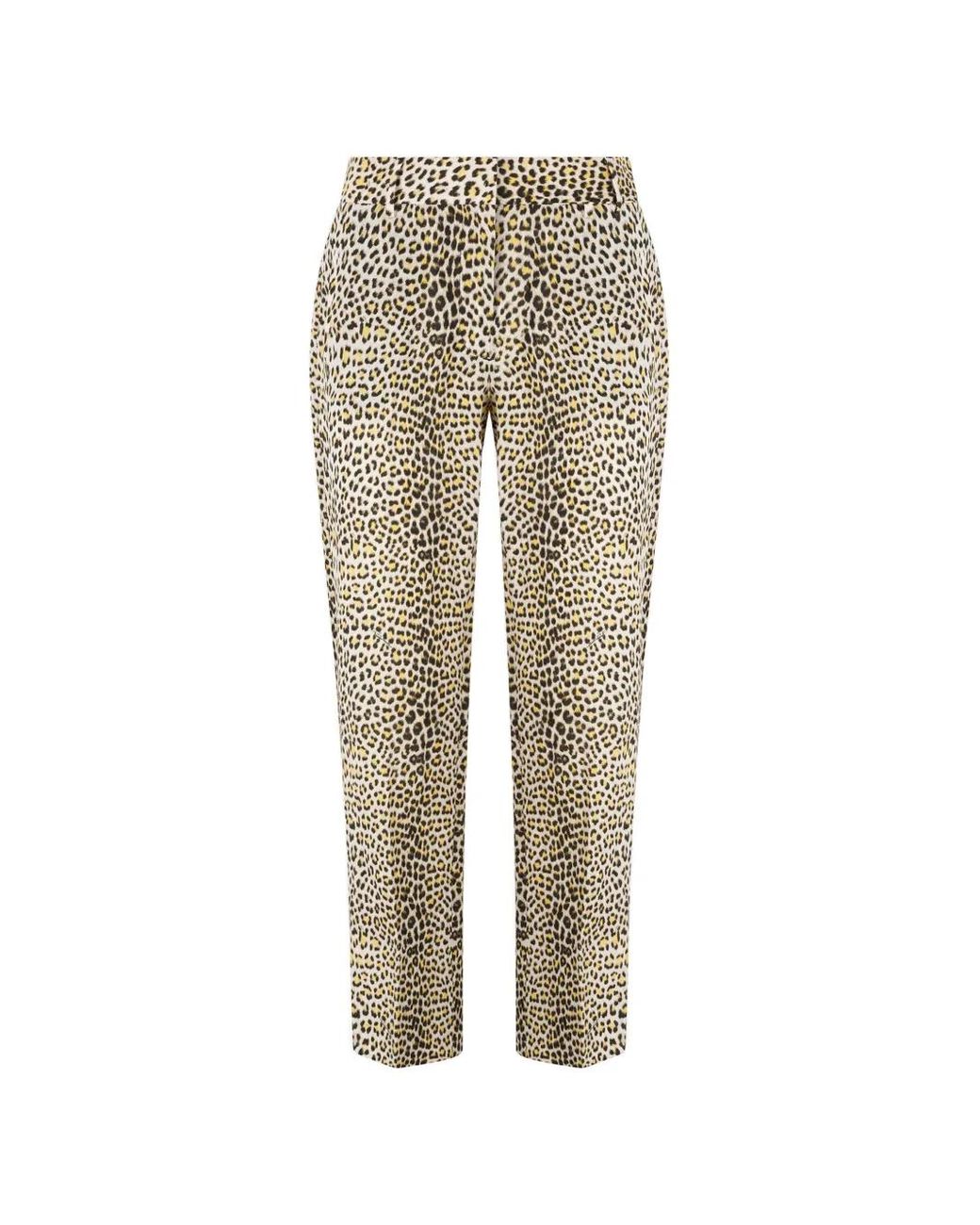 Roberto Cavalli Natural Leopard-Print Cropped Trousers