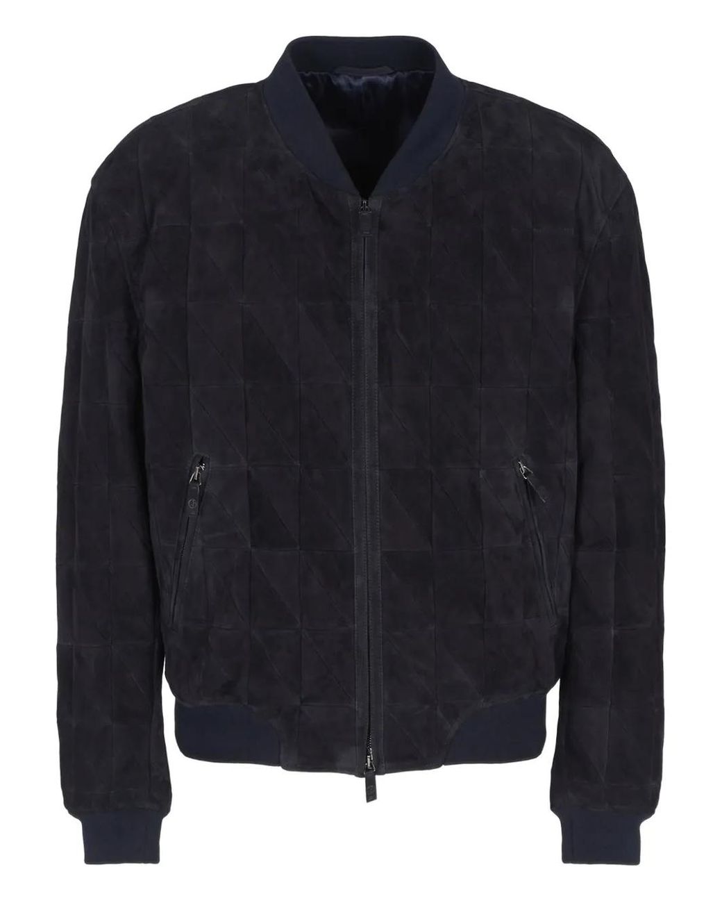 Giorgio Armani Blue Suede Bomber Jacket for men