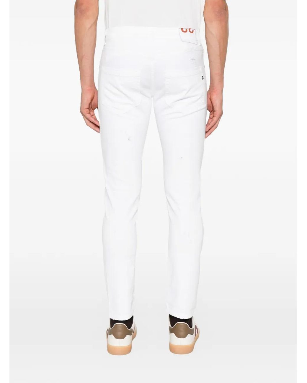 Dondup White Distressed Slim-Fit Jeans for men