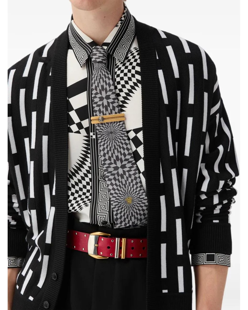 Versace White Jacquard Silk Twill Tie for men