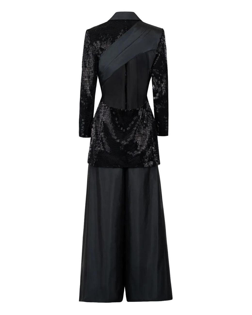 Gaby Charbachy Black Sequin-Embellished Wide-Leg Suit