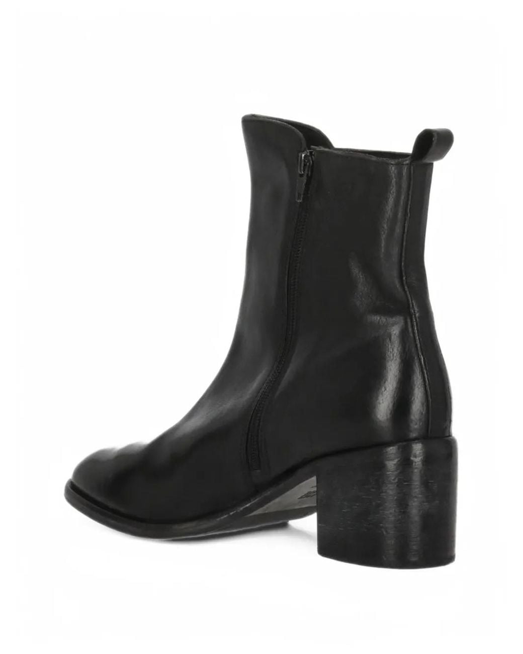 Moma Black Side-Zip Leather Ankle Boots