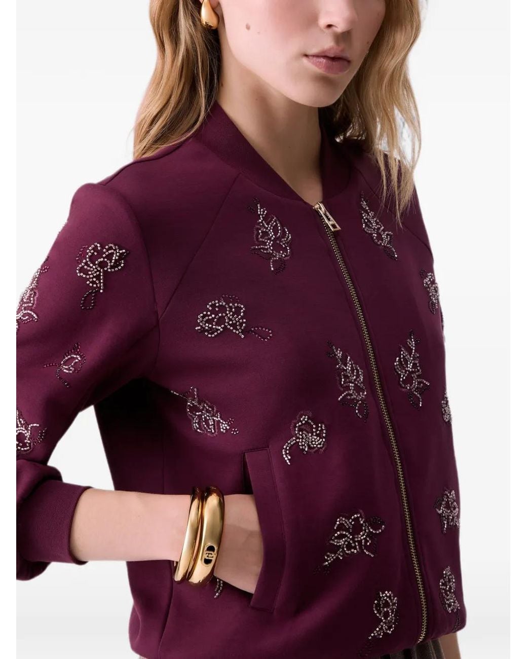 Liu Jo Purple Sweatshirt With Jewel Embroidery