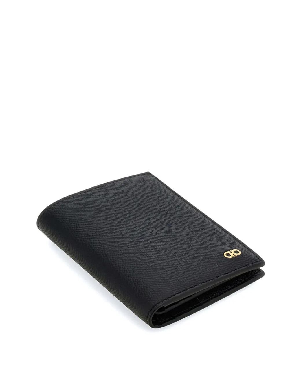 Ferragamo Black Gancini Compact Wallet for men