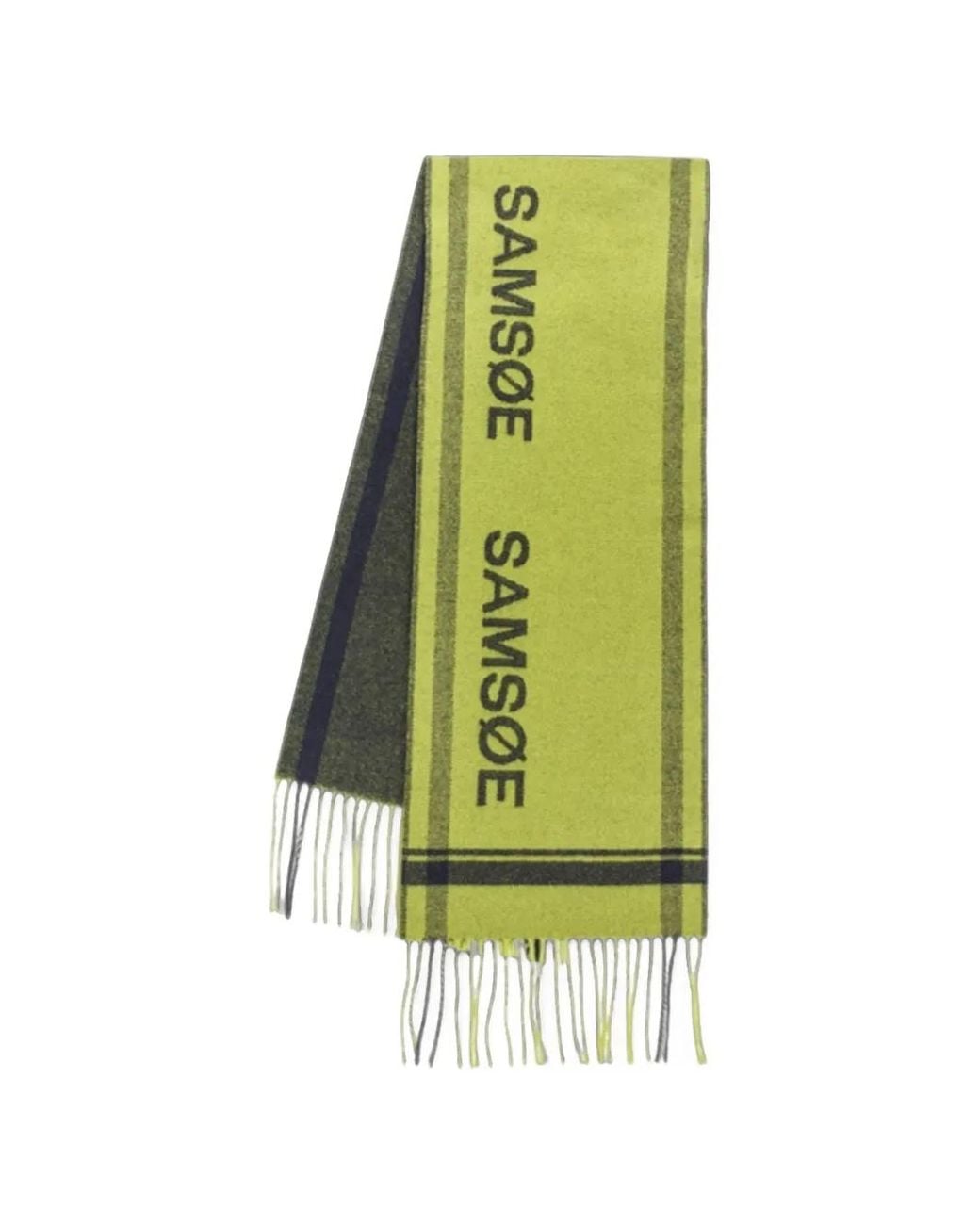 Samsøe & Samsøe Green Samelia Logo-Print Scarf
