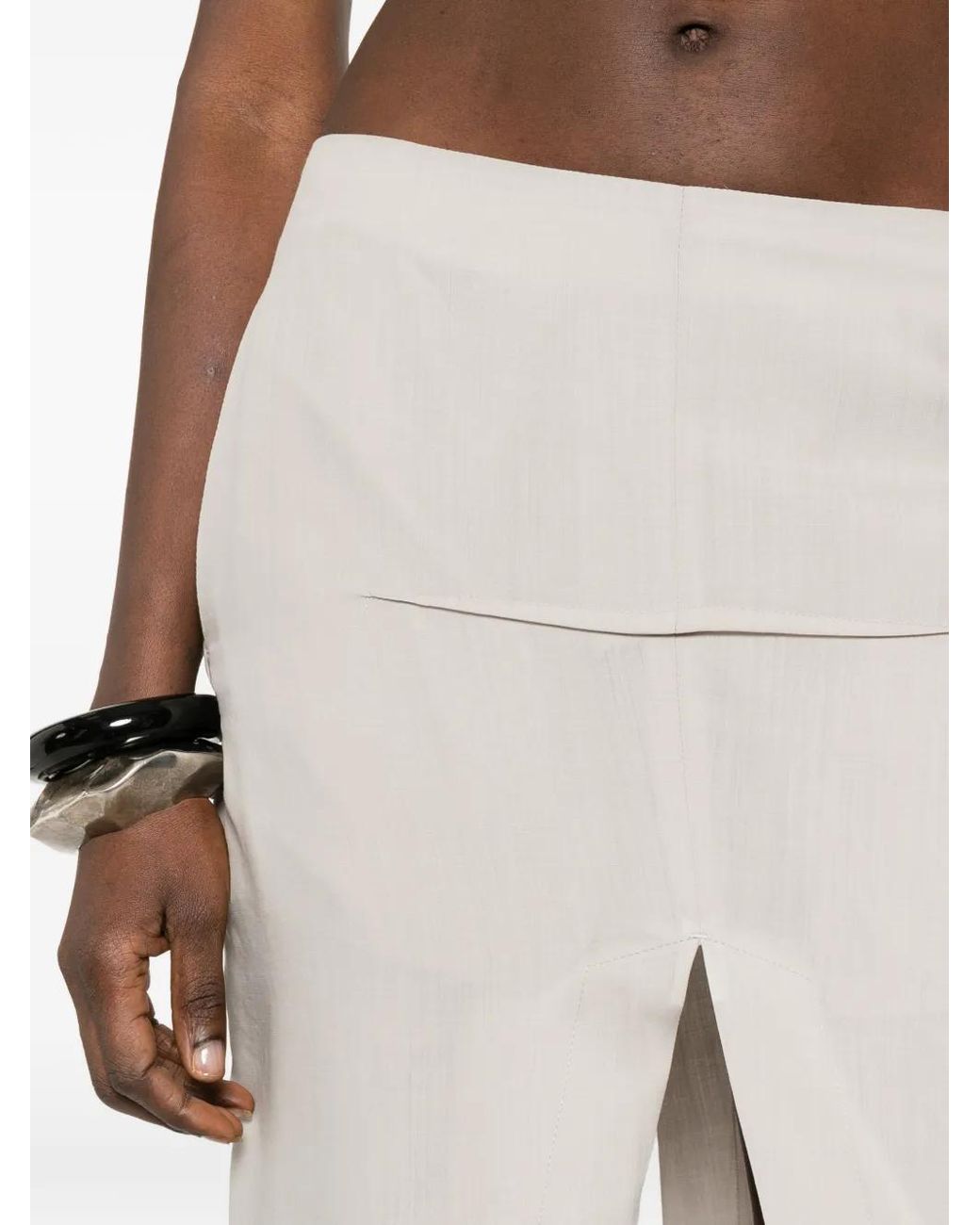 Rick Owens White Sliced Frayed Maxi Skirt