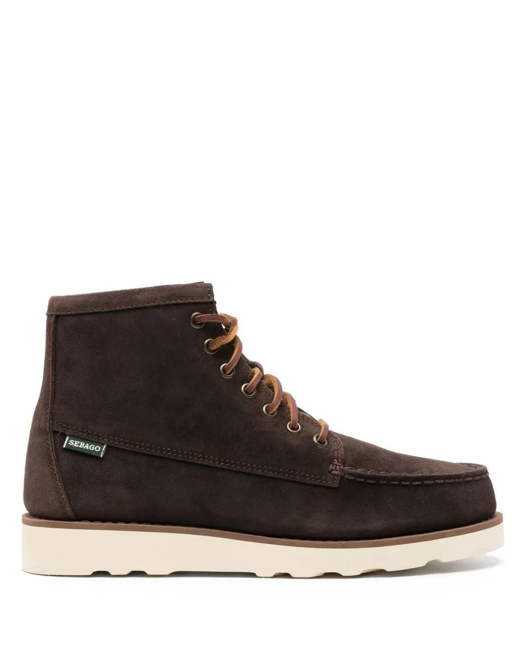 Sebago Brown Lace-Up Suede Ankle Boots for men