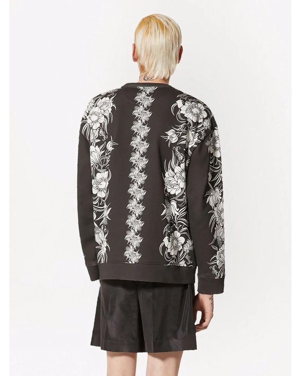 Valentino Garavani Black Logo-Print Long-Sleeve Sweatshirt for men