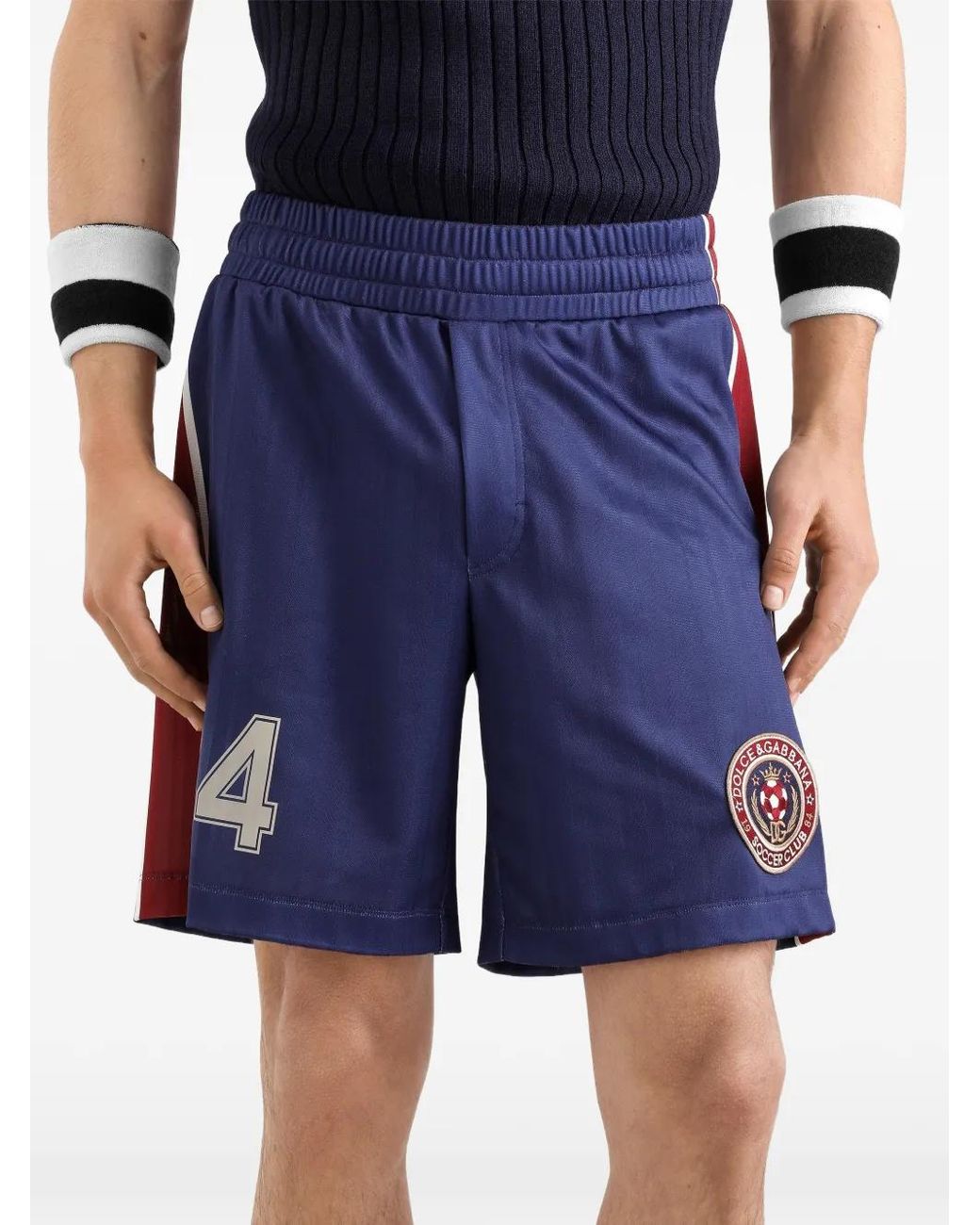 Dolce & Gabbana Blue Striped Jersey Bermuda Shorts for men