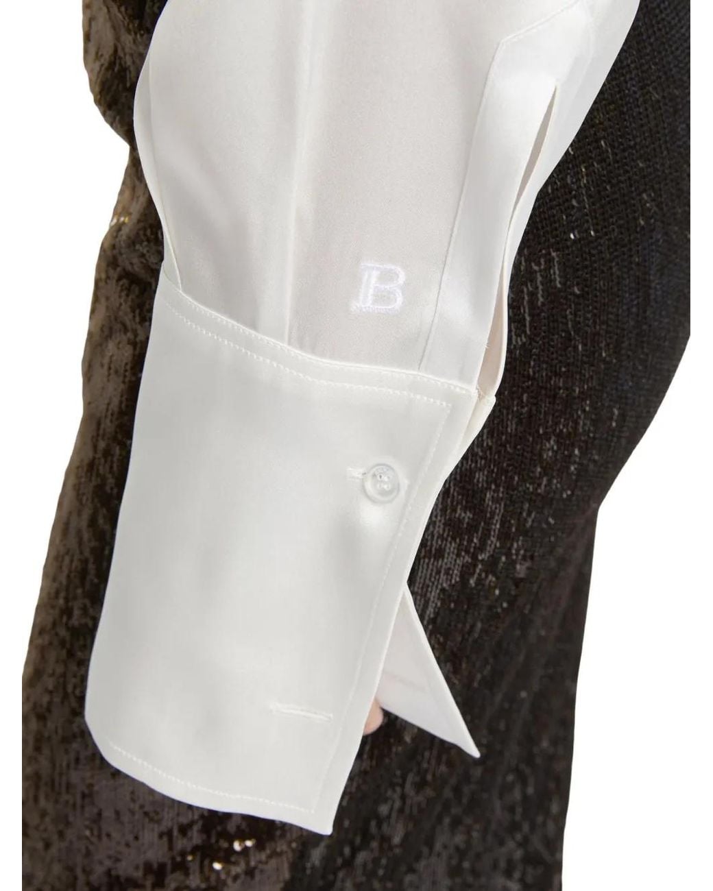Balmain White Silk Satin Shirt