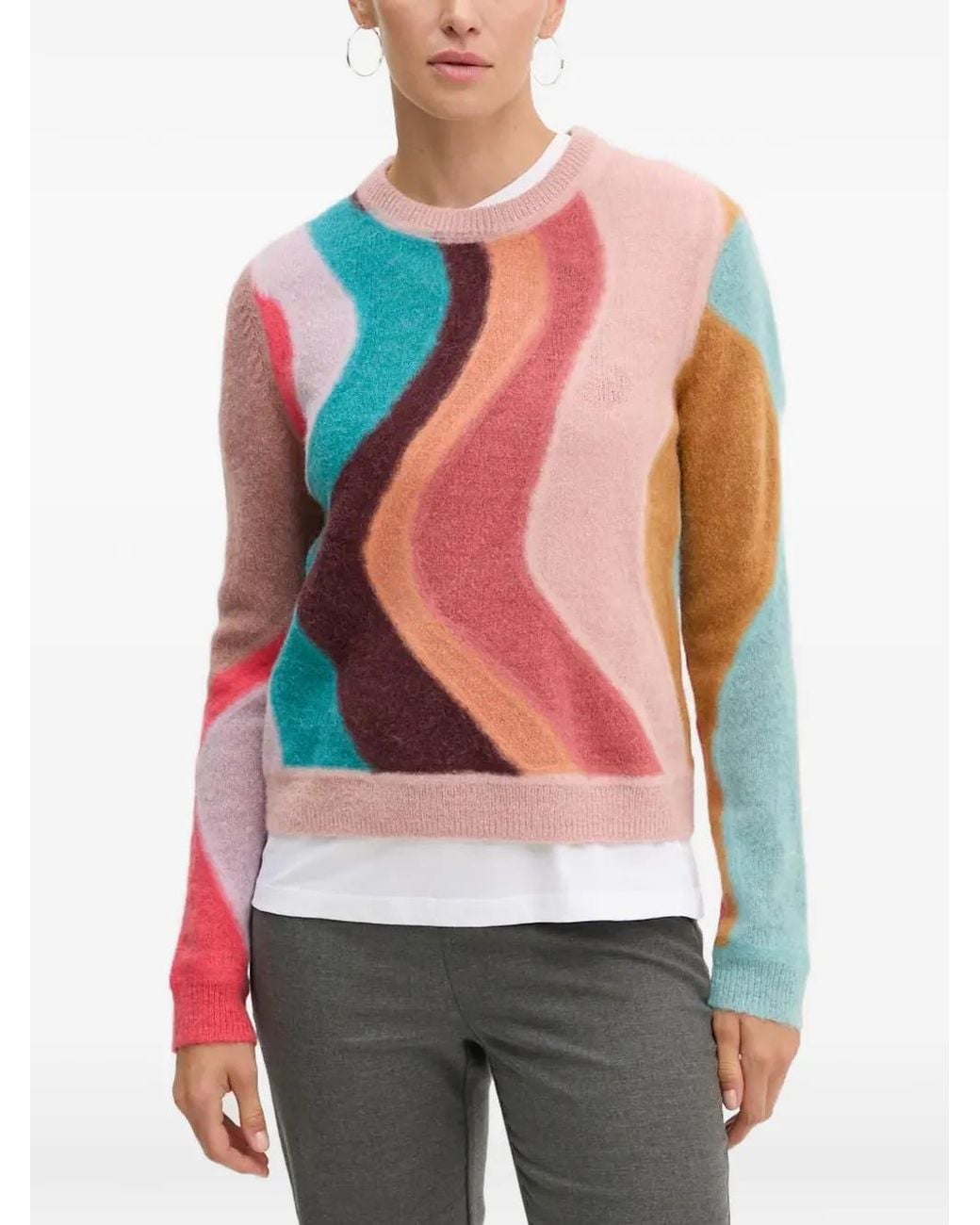 Paul Smith White Wave-Pattern Sweater