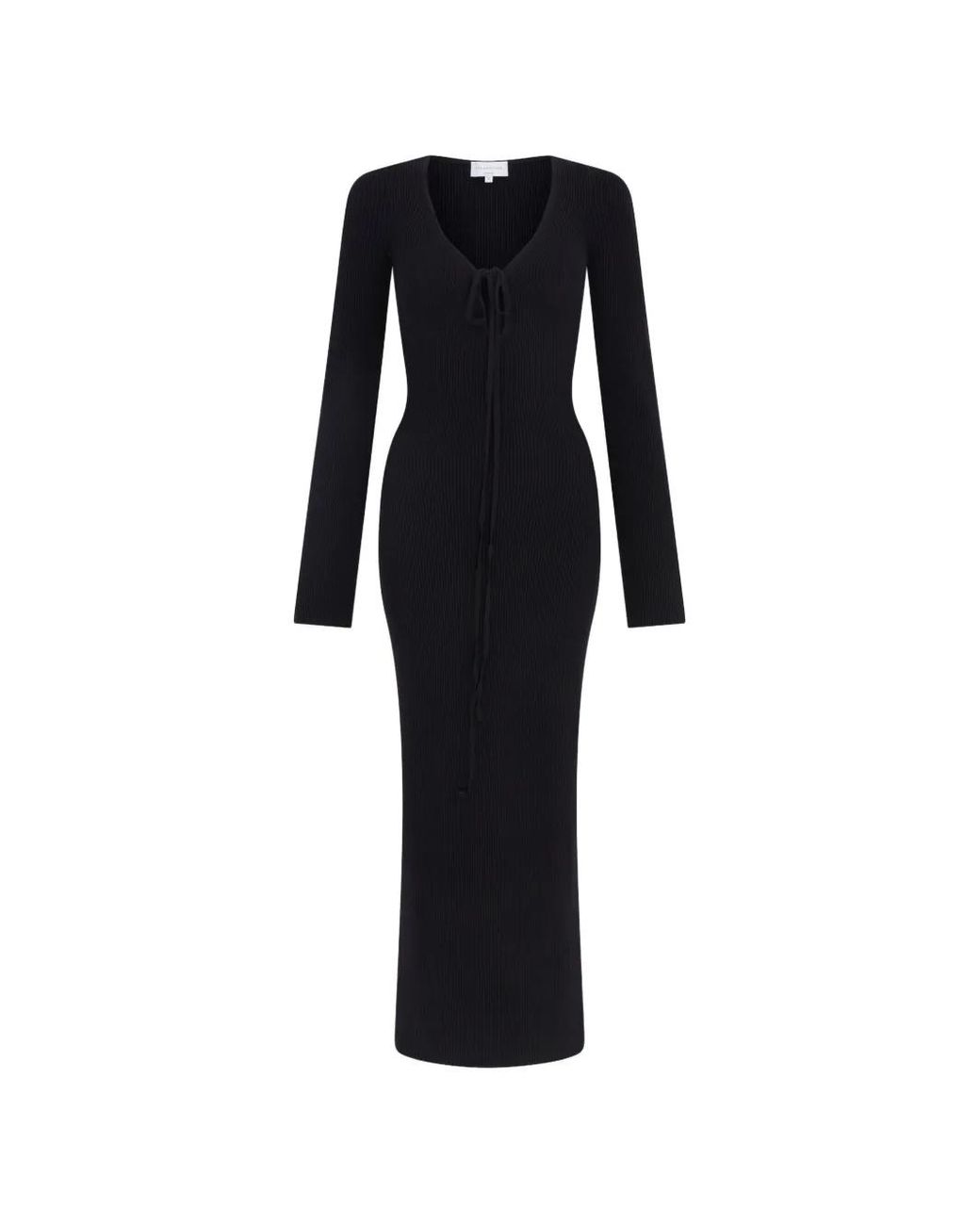 Violante Nessi Black Cristina Halterneck Long-Sleeve Midi Dress