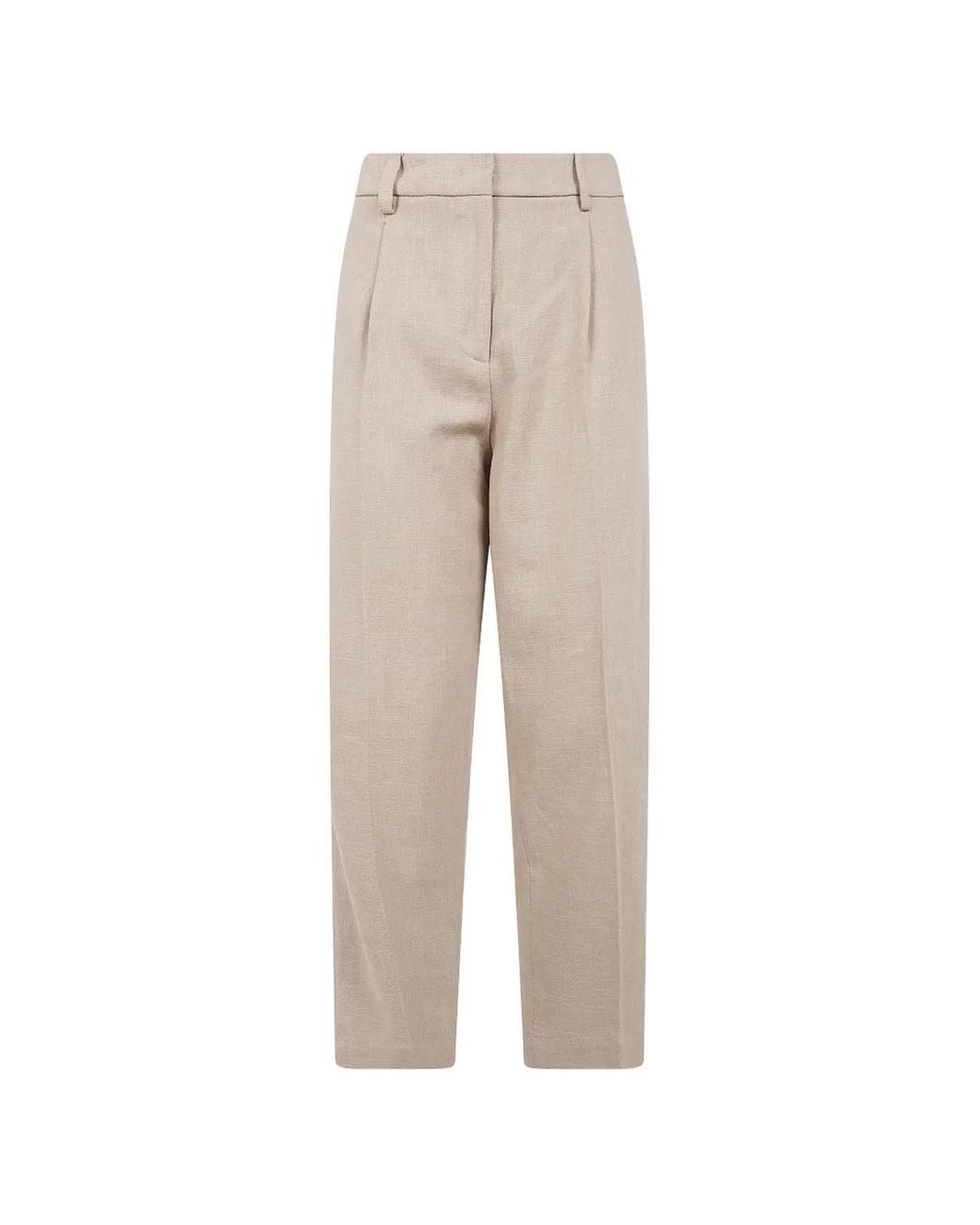 DR. HOPE Natural Pleated Tapered Trousers