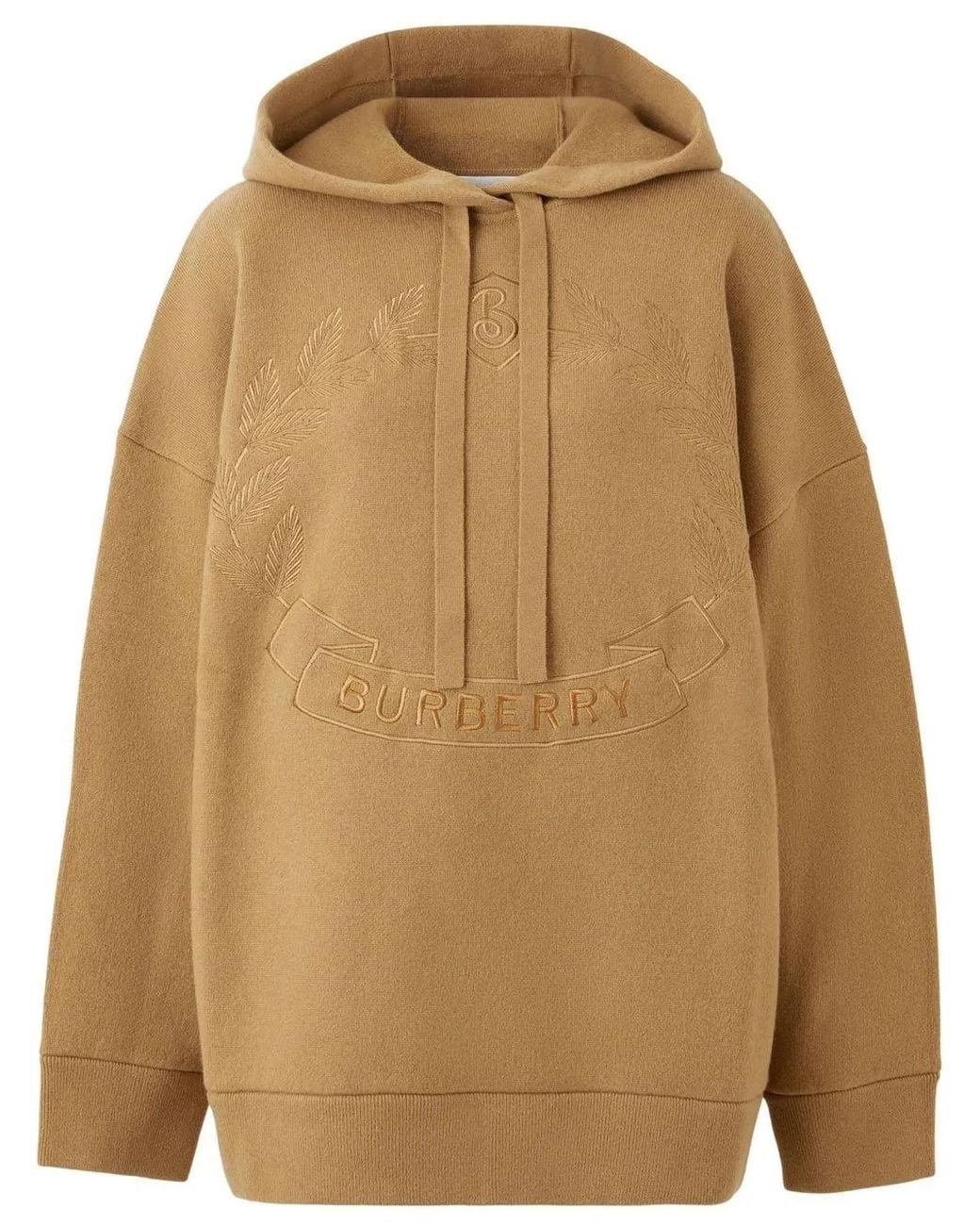 Burberry Natural Embroidered Oak Leaf Crest Hoodie
