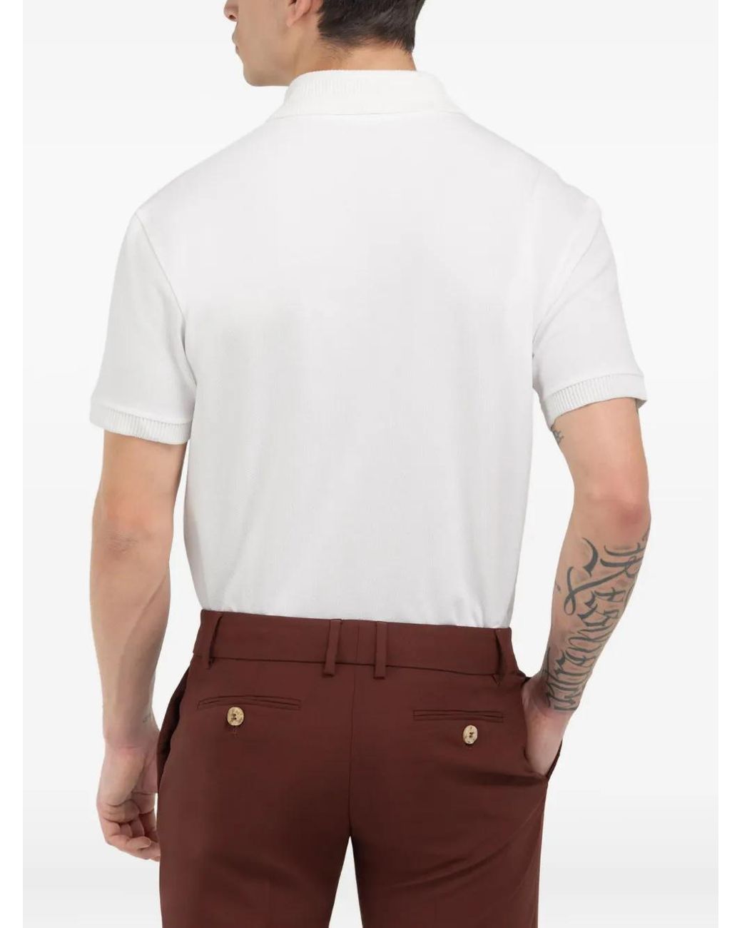 Roberto Cavalli White Logo-Embroidered Polo Shirt for men