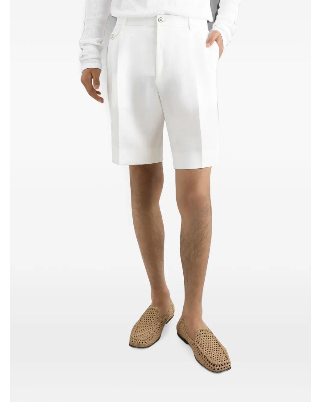 Dolce & Gabbana White Linen Bermuda Shorts for men