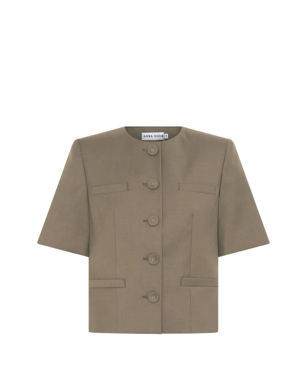 Anna Quan Gray Priestly Short-Sleeve Button-Up Jacket