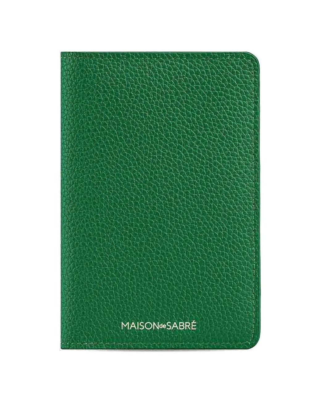 Maison De Sabre Green Étui De Passeport À Plaque Logo