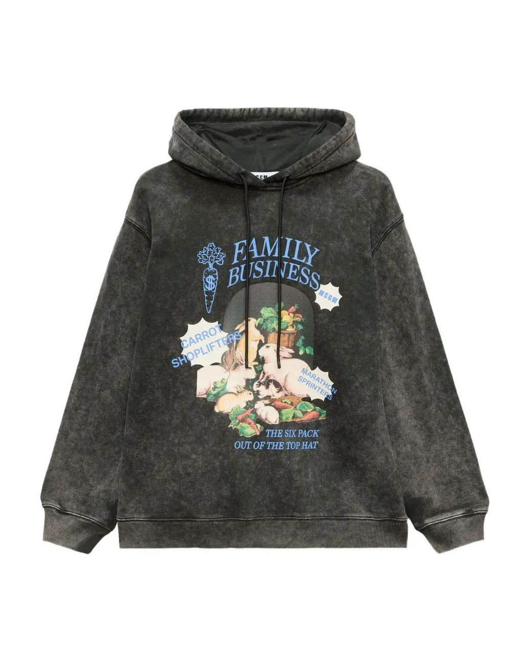 MSGM Black Graphic-Print Hoodie