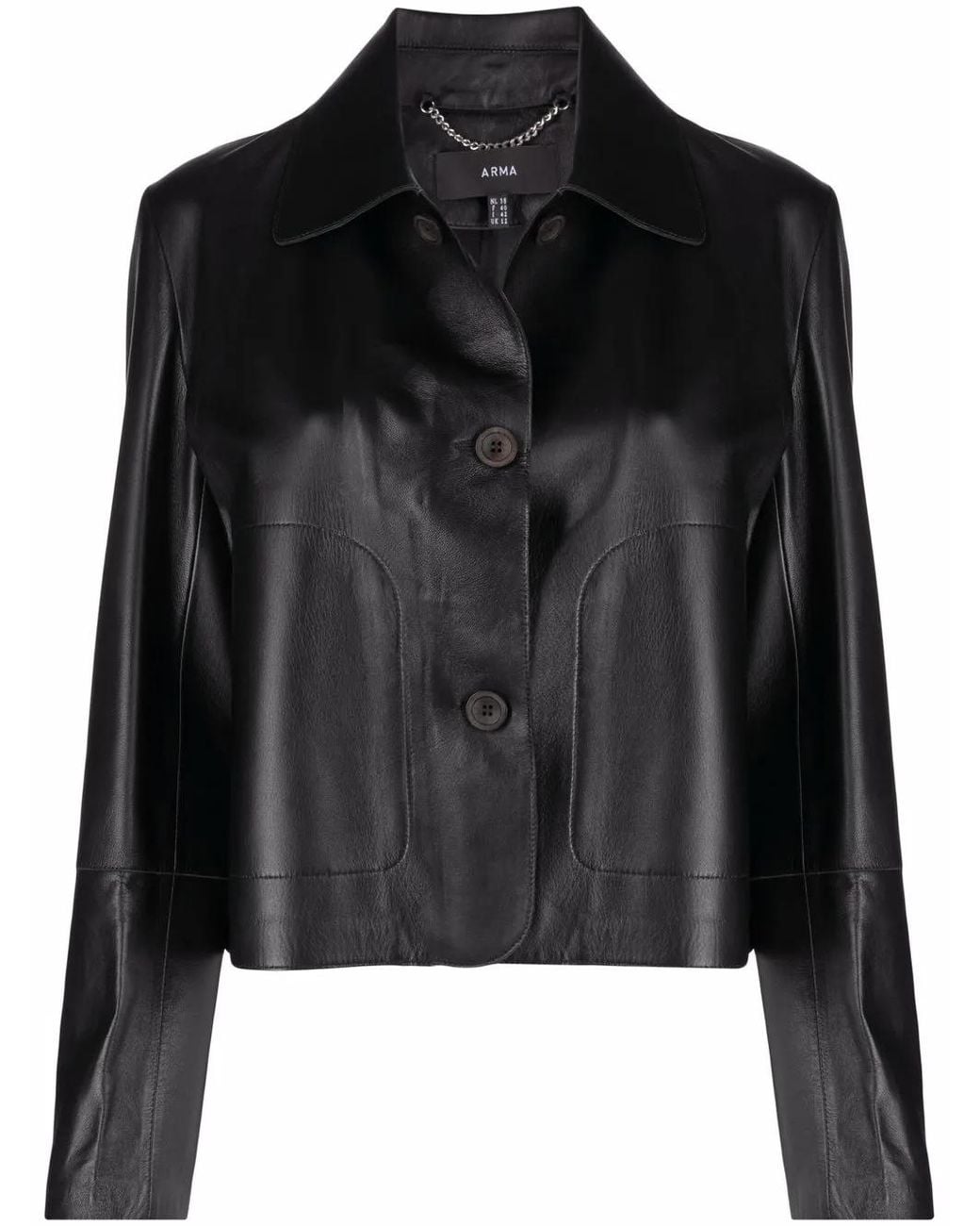 Arma Black Button-Up Leather Jacket
