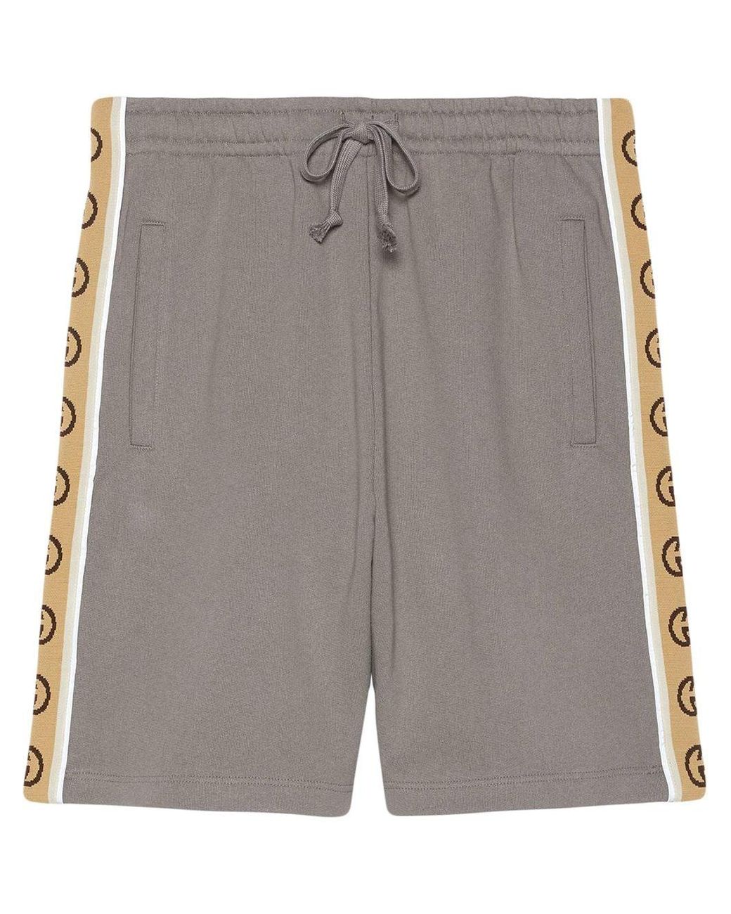 Gucci Interlocking G Stripe Cotton Shorts in Gray for Men | Lyst