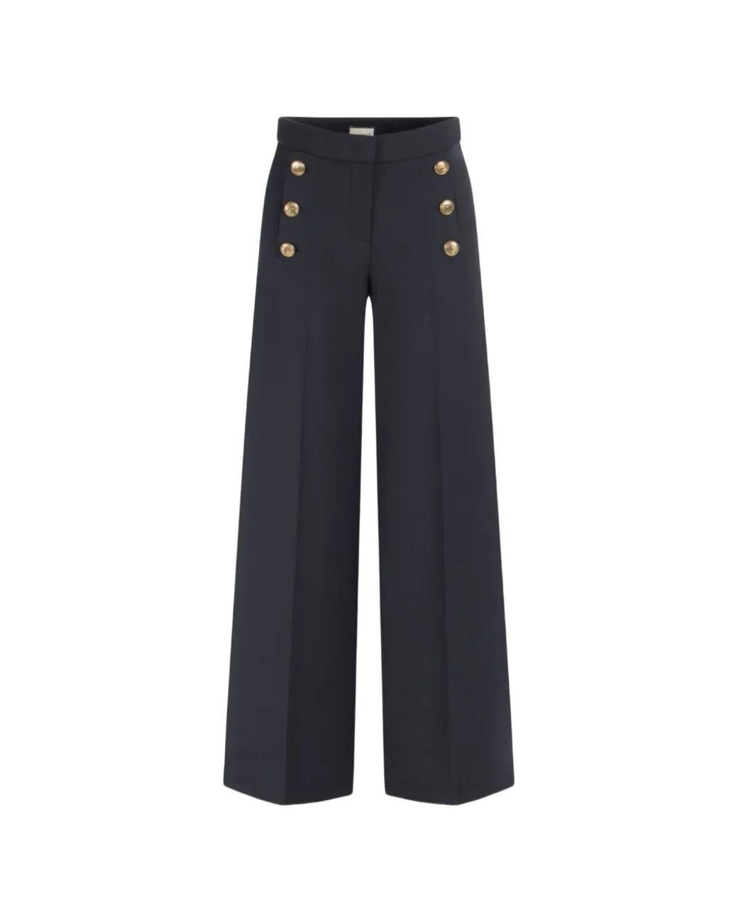 Seductive Blue Button Wide Leg Trousers