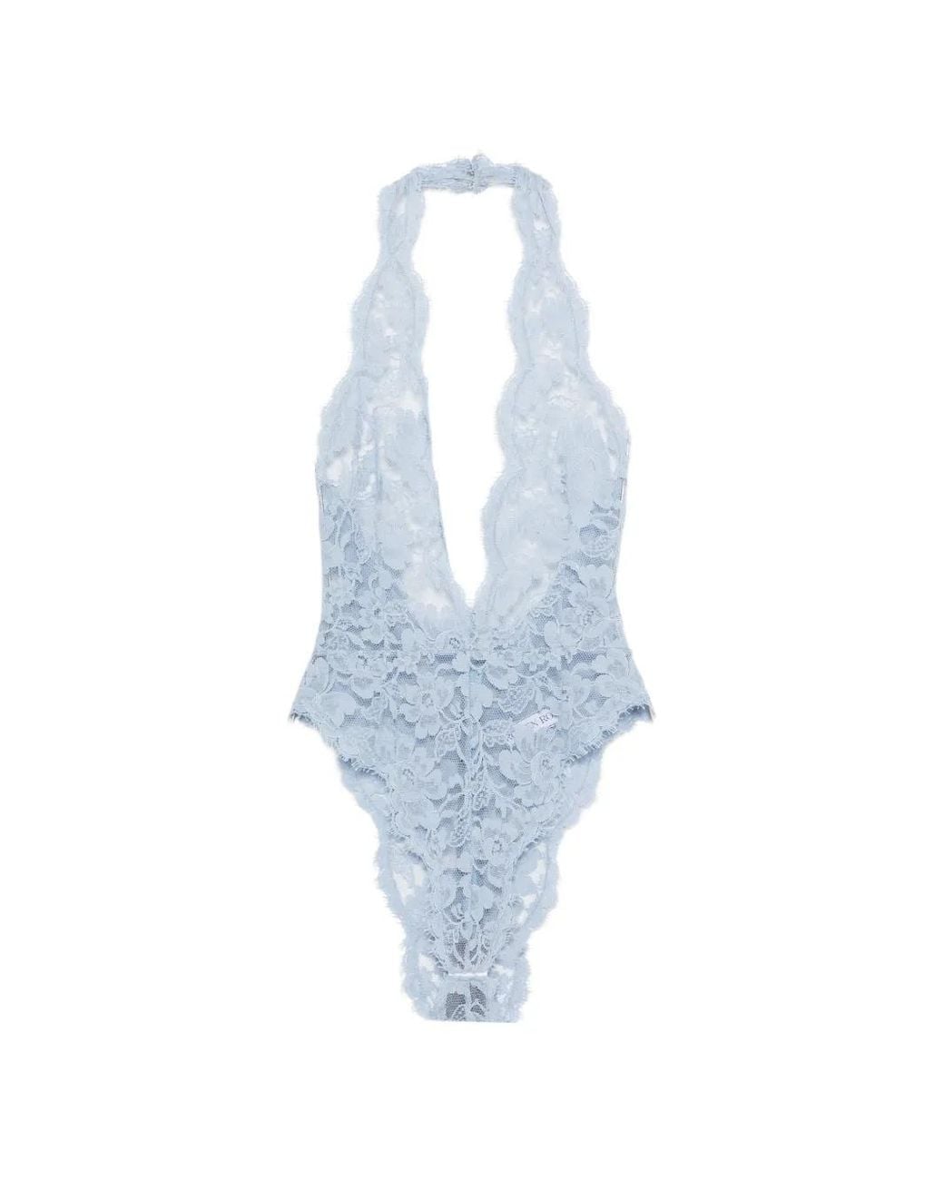 ROWEN ROSE Blue Lace Halterneck Bodysuit