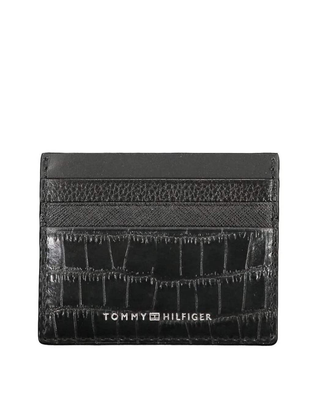 Tommy Hilfiger Black Crocodile-Embossed Card-Holder for men